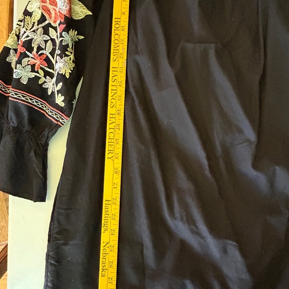 Free People Black Embroidered Drop Shoulder Dress Top Large - New with tags - Picture 5 of 6